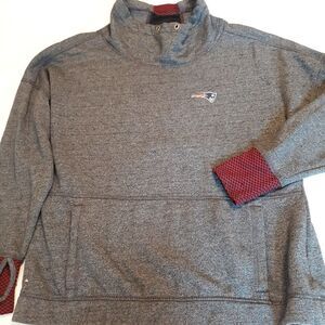 New England Patriots NFL Cowl Neck Sweatshirt (Womens Large) Gray Red Blk Logo